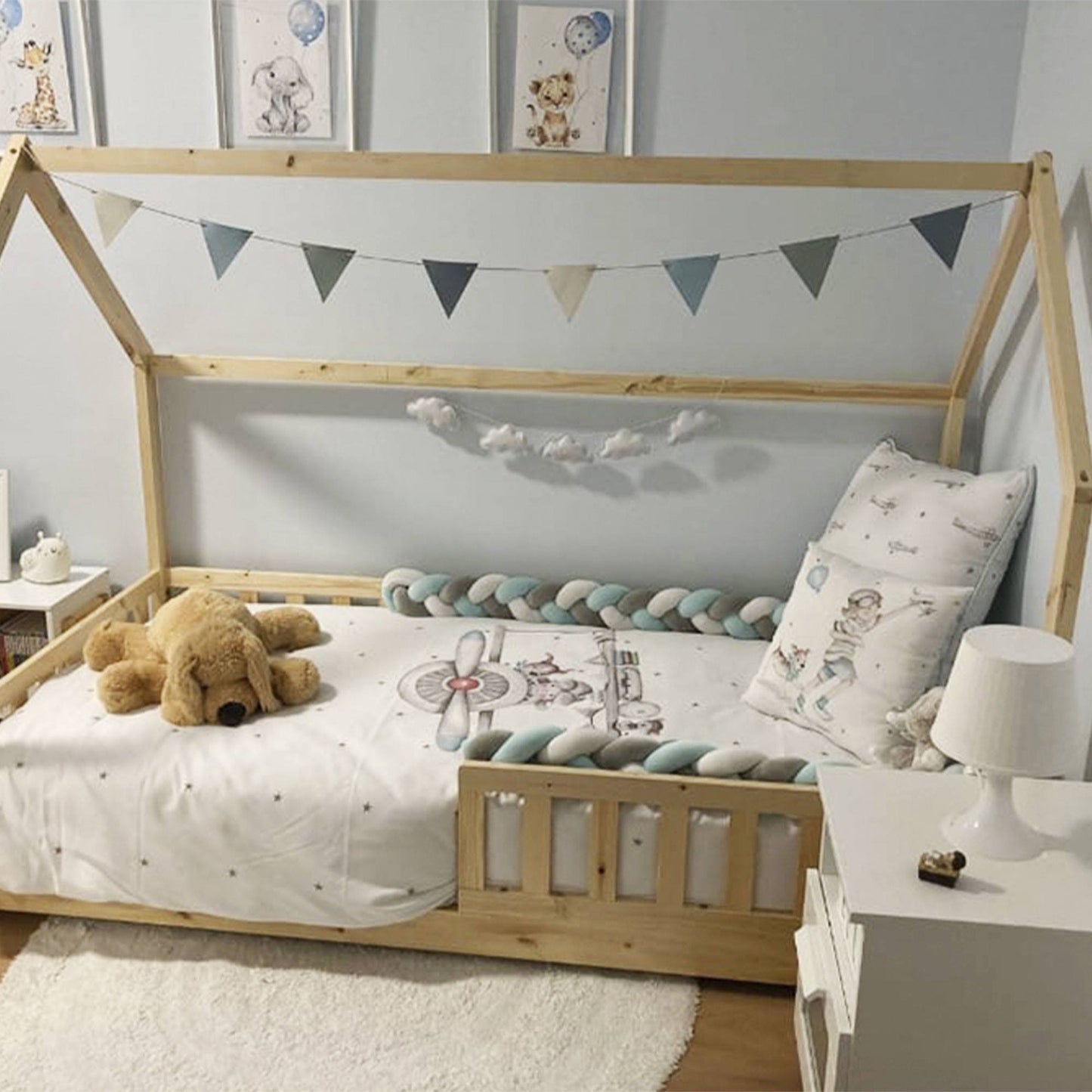Cama Infantil Cabaña Bosco 90x190cm Con Colchón Serenia Transpirable_4