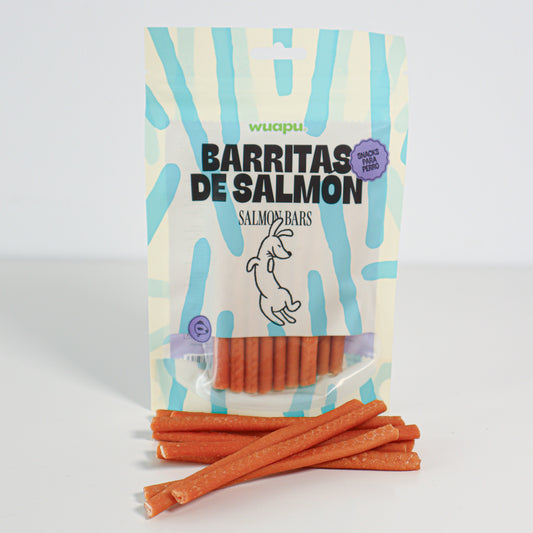 Snack Para Perro En Barritas Semihúmedas De Salmón 12 Paq X (100gr) Wuapu