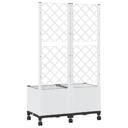 Jardinera Con Enrejado Y Ruedas Blanco 80 X 40 X 146 Cm Pp_4