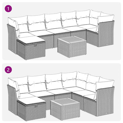 Set De Sofás De Jardín Y Cojines 8 Piezas Ratán Sintético Negro / Vetonek_2
