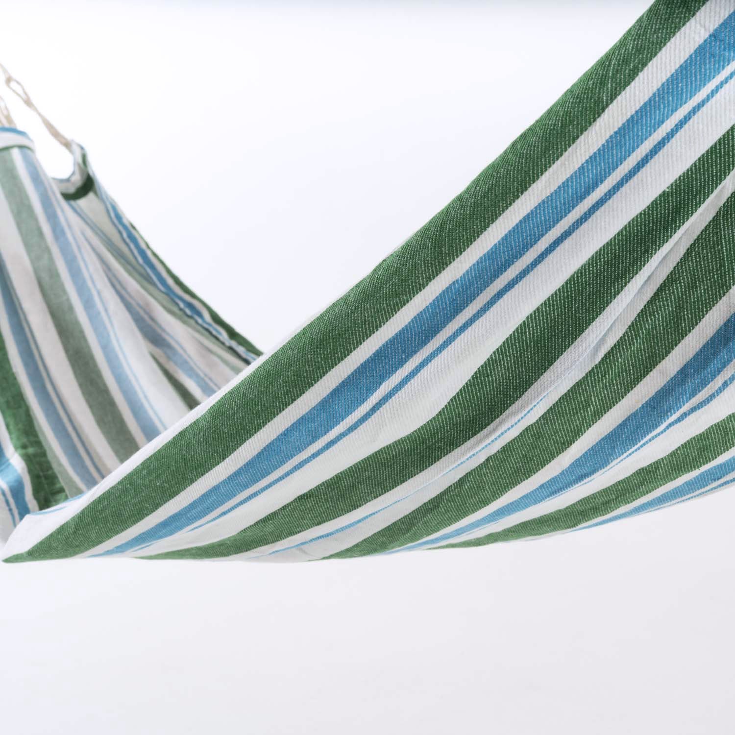 Hamaca Para Jardín De Algodón |130 X 200 Cm|estampado De Rayas Color Azul Y Verde_4