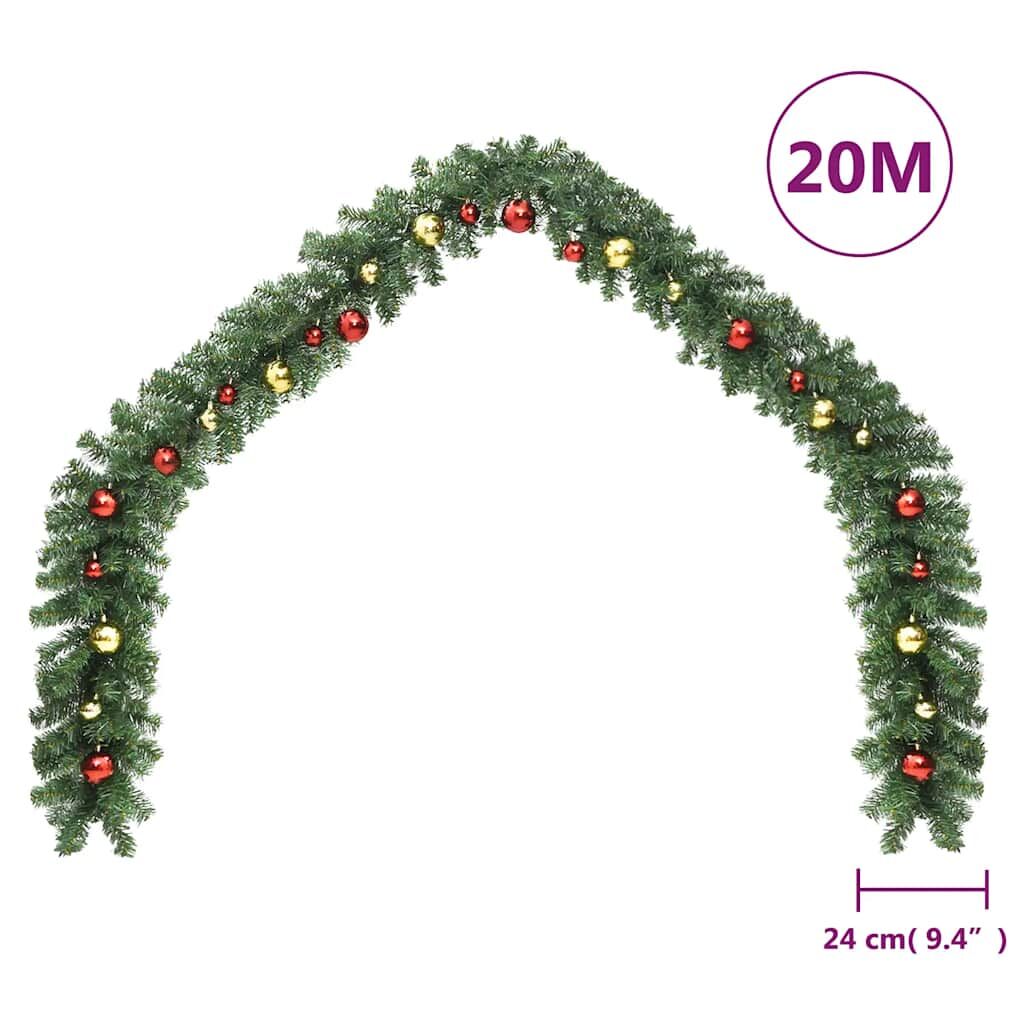 Vidaxl Guirnalda De Navidad Decorada Con Bolas Y Luces Led 20 M_4