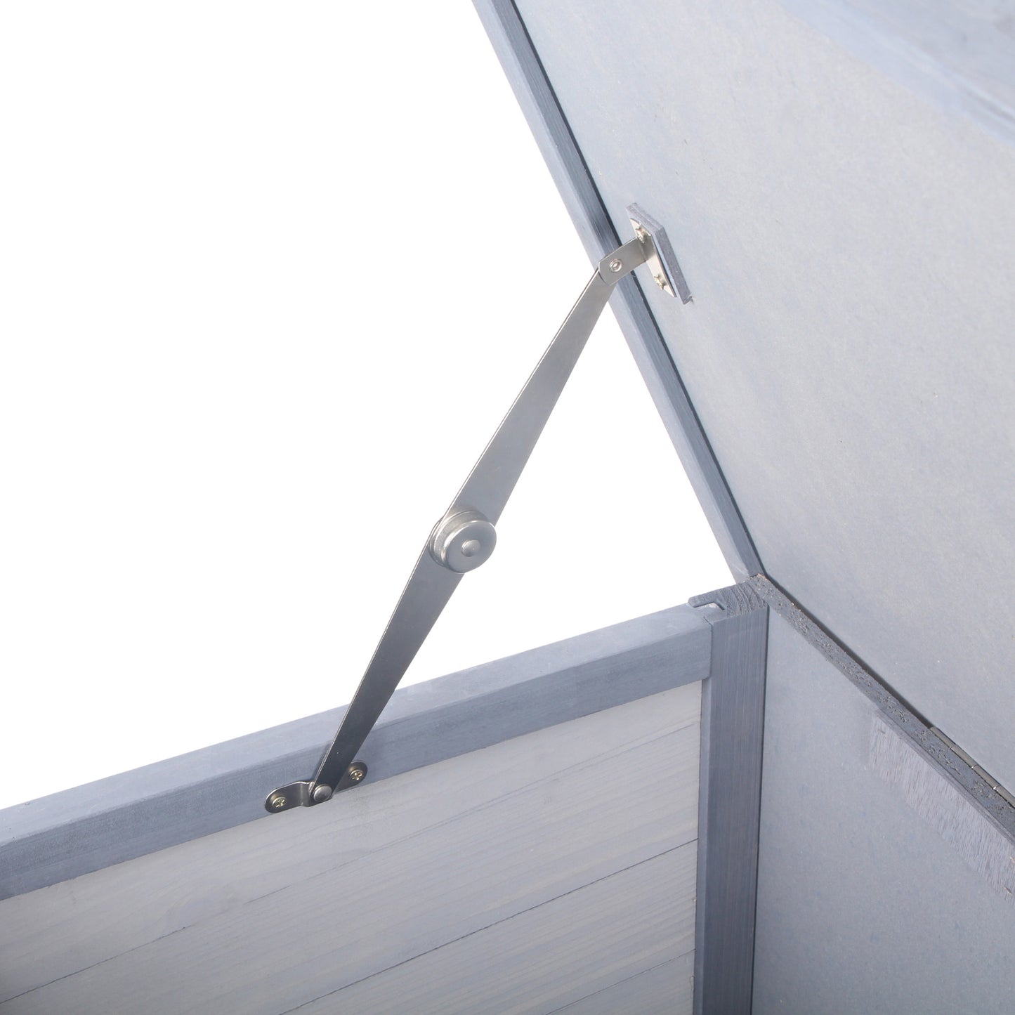 Pawhut Conejera De Madera Con Techo Abatible Y Puertas 112x50x54 Cm Gris_3
