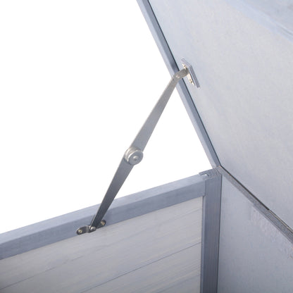 Pawhut Conejera De Madera Con Techo Abatible Y Puertas 112x50x54 Cm Gris_3
