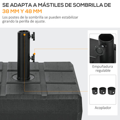 Outsunny Base De Sombrilla Rellenable De Agua 30 Kg Y Arena 40 Kg 49x49x36,5 Cm_3
