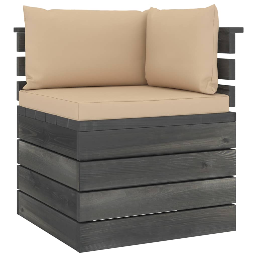 Muebles De Jardín De Palets 5 Piezas Cojines Madera Maciza Pino / Vetonek_3