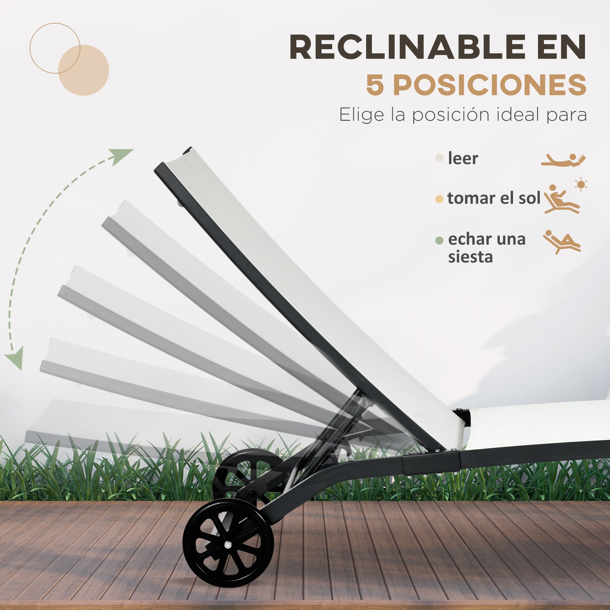 Outsunny Juego De 2 Tumbonas Reclinables De Jardín 165x66x102 Cm Blanco Mate_4