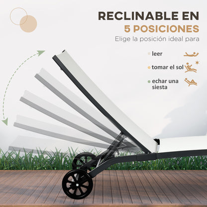 Outsunny Juego De 2 Tumbonas Reclinables De Jardín 165x66x102 Cm Blanco Mate_4