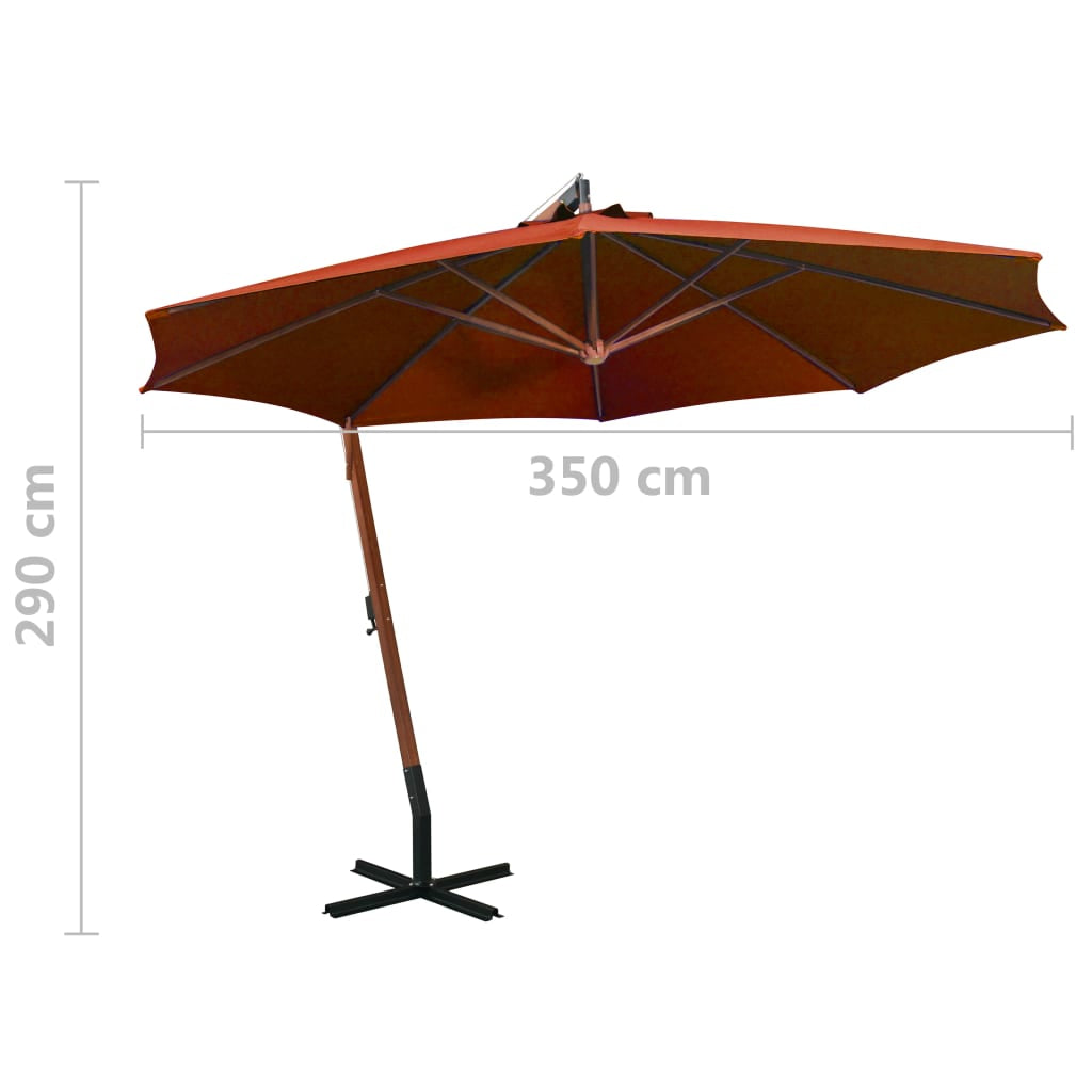 Vidaxl Sombrilla Jardín Colgante Palo Madera Abeto Terracota 3,5x2,9 M_2
