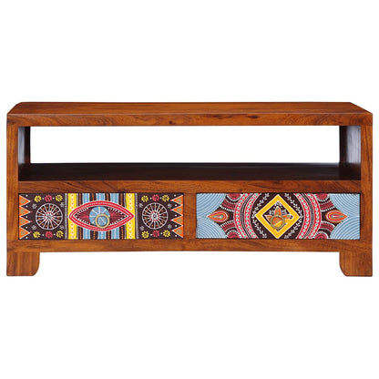 Mesa De Centro De Madera Maciza De Acacia 90x50x40 Cm_0