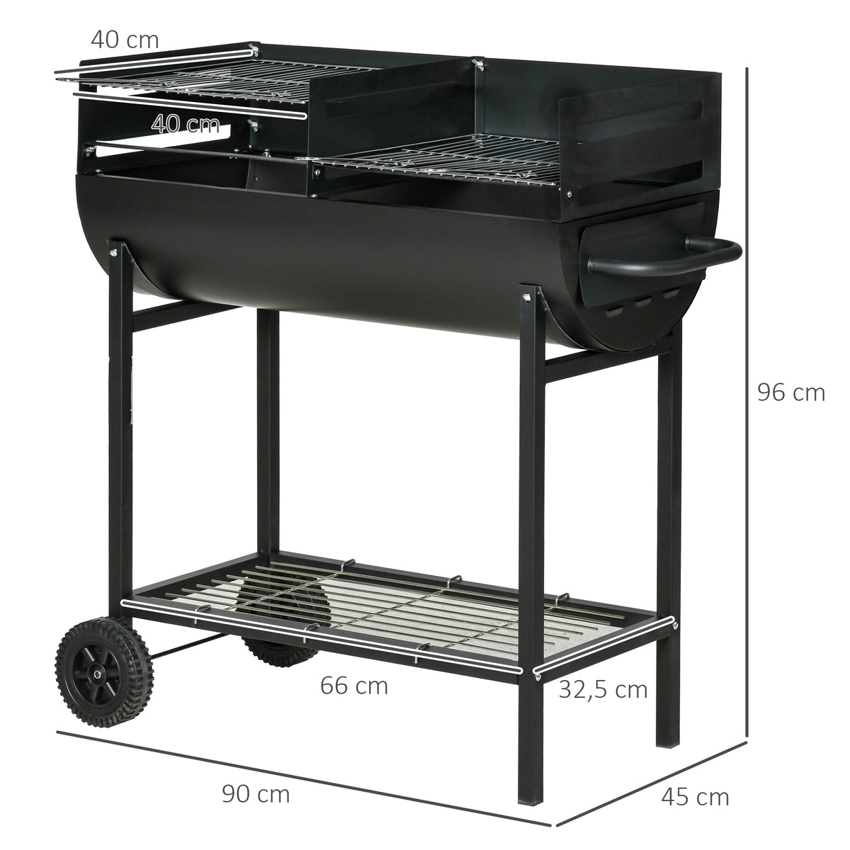 Barbacoa De Carbón Outsunny Negro 90x45x96 Cm Metal_2