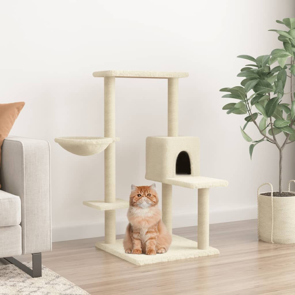 Vidaxl Rascador Para Gatos Con Postes De Sisal Color Crema 95 Cm_1