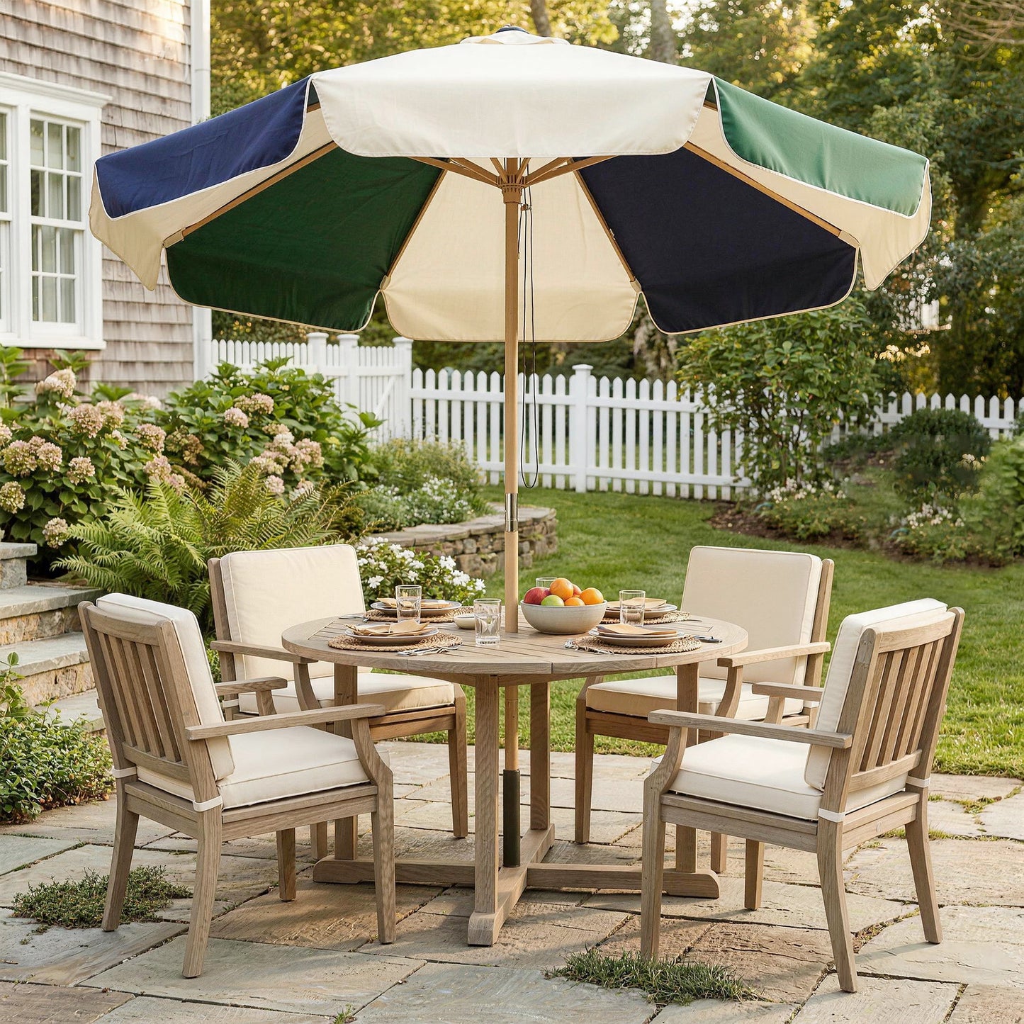 Outsunny Sombrilla Terraza Exterior Ø2,3 M Marco Efecto Madera Polea Con Cuerda_3