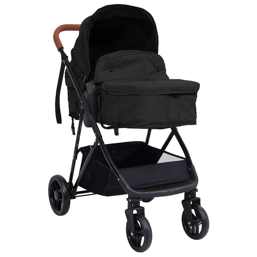 Vidaxl Cochecito De Bebé 3 En 1 De Acero Gris Antracita Y Negro_1