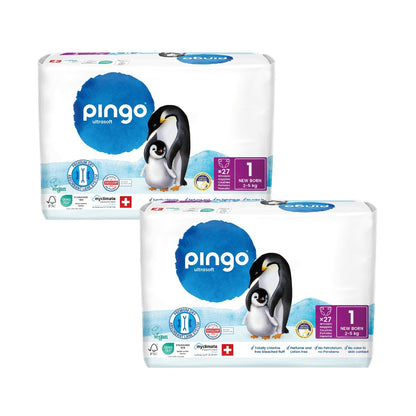 Pack 2x Pañales T1 (2 - 5 Kg) Pingo 27 Uds