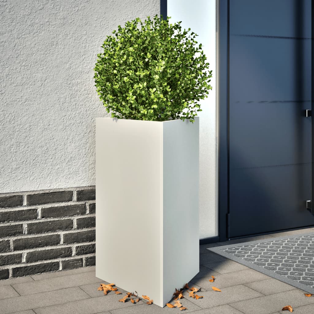 Jardineras Triangulares 2 Uds Acero Blanco 50x43x75 Cm_1