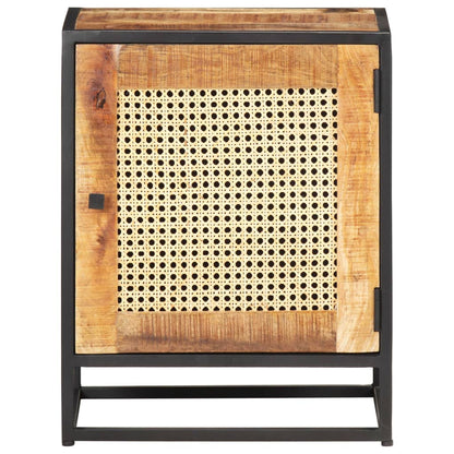 Mesita De Noche Madera De Mango Rugosa Caña Natural 40x30x50cm_1