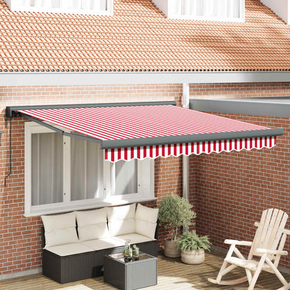 Toldo Retráctil Rojo Y Blanco 300 X 250 Cm Tela Y Metal_1