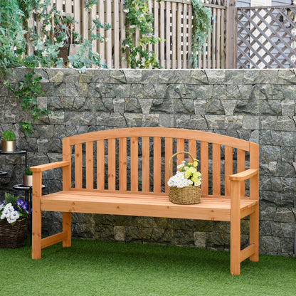 Outsunny Banco De Jardín De 2 Plazas Madera Con Reposabrazos Carga 320kg Natural_1