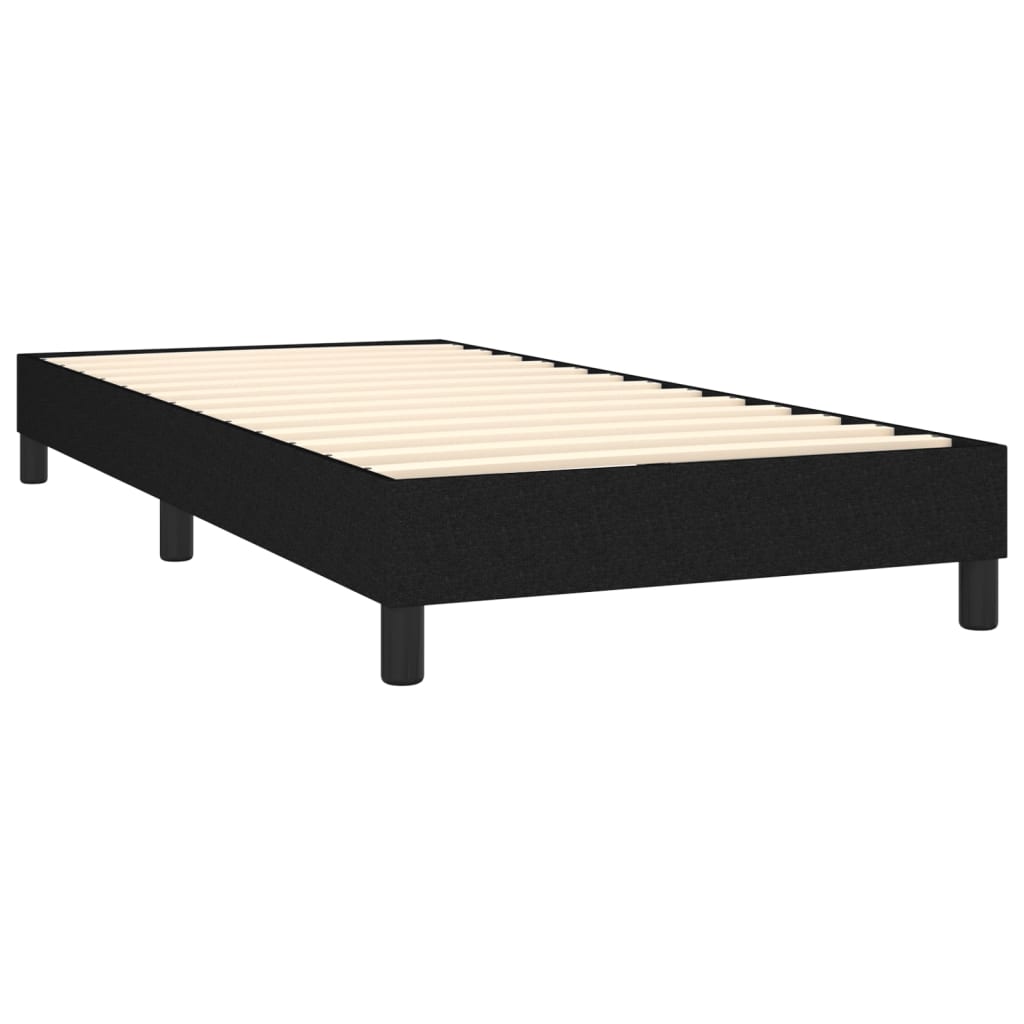 Cama Box Spring Colchón Y Luces Led Tela Negro 80x200 Cm / Vetonek_5