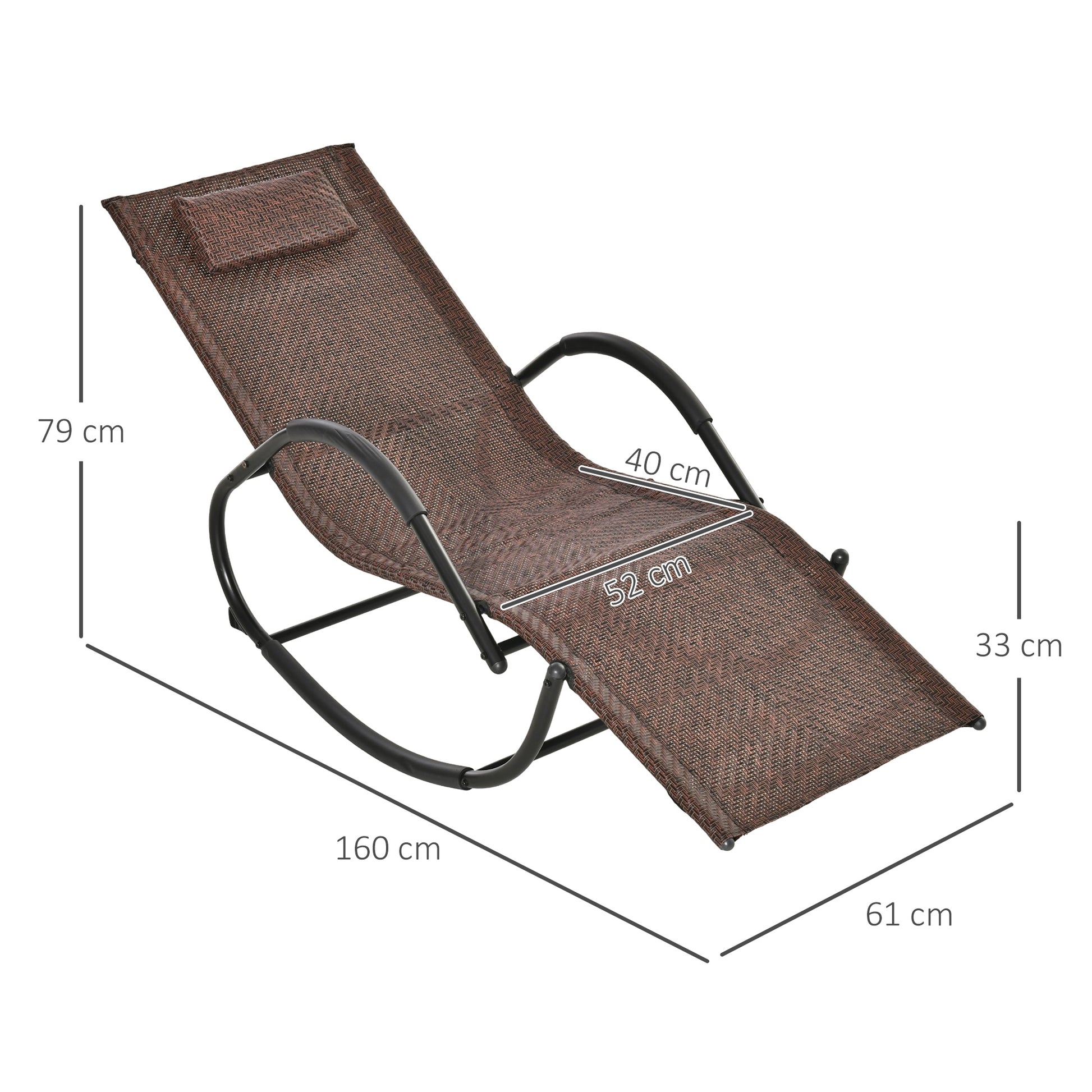 Outsunny 2 Mecedoras De Exterior Con Reposacabezas 160x61x79cm Marrón_2