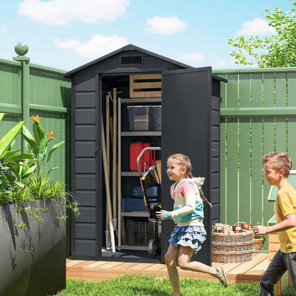 Outsunny Caseta De Jardín 1,09 M² De Plástico Con Puerta Con Cerradura Ventana_3
