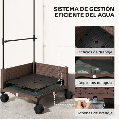 Outsunny Jardinera Con Enrejado Ruedas Para Cultivos Verduras 40x40x165 Cm_5