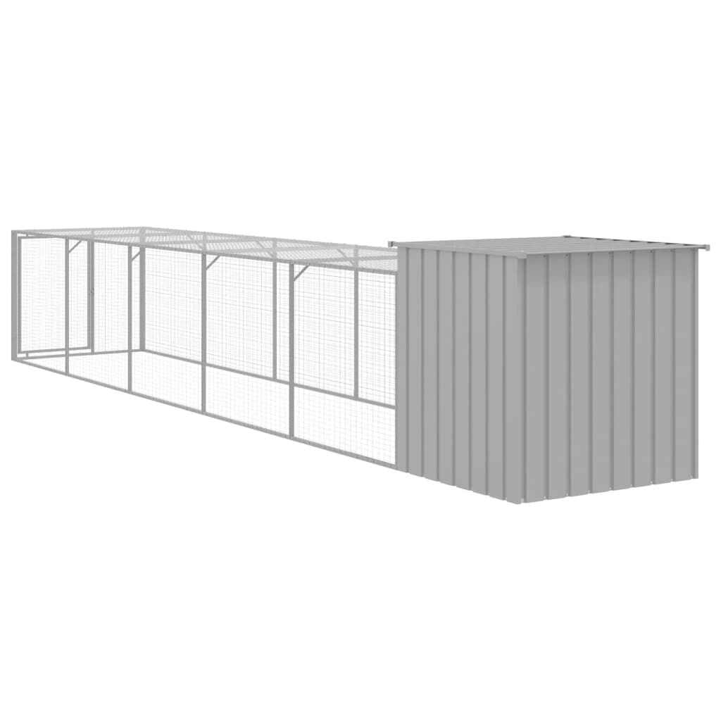 Vidaxl Gallinero Con Corral Acero Galvanizado Gris Claro 110x609x110cm_4