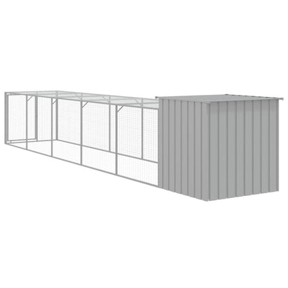 Vidaxl Gallinero Con Corral Acero Galvanizado Gris Claro 110x609x110cm_4