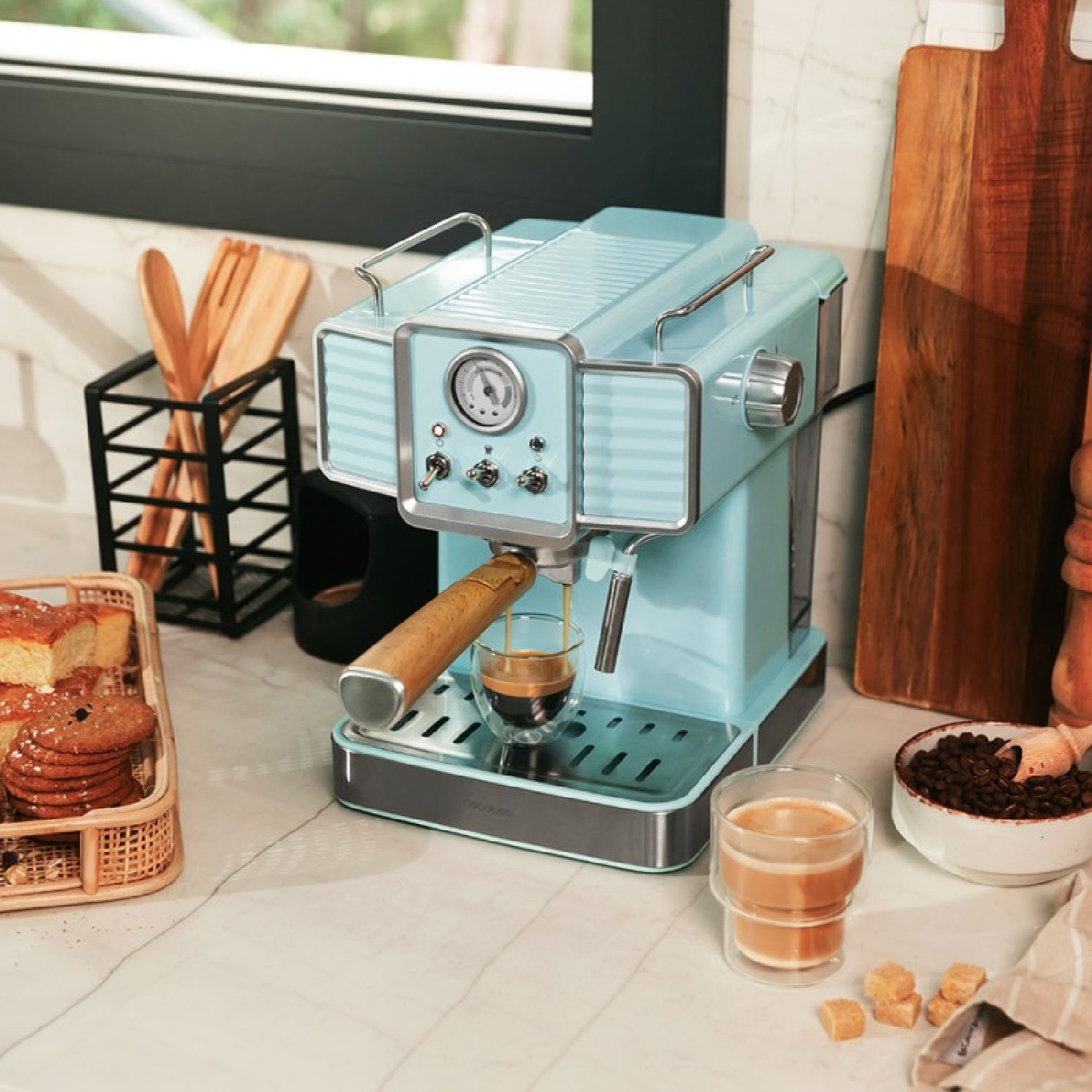 Cecotec Cafetera Express Power Espresso 20 Tradizionale Light Blue_3