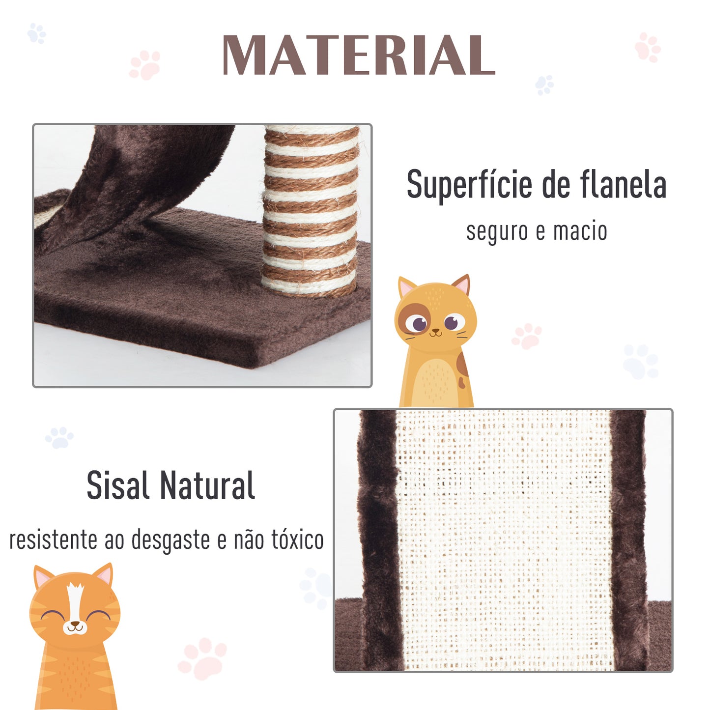 Pawhut Rascador Árbol Para Gatos De Sisal Para Jugar Y Arañar Marrón Crema_3