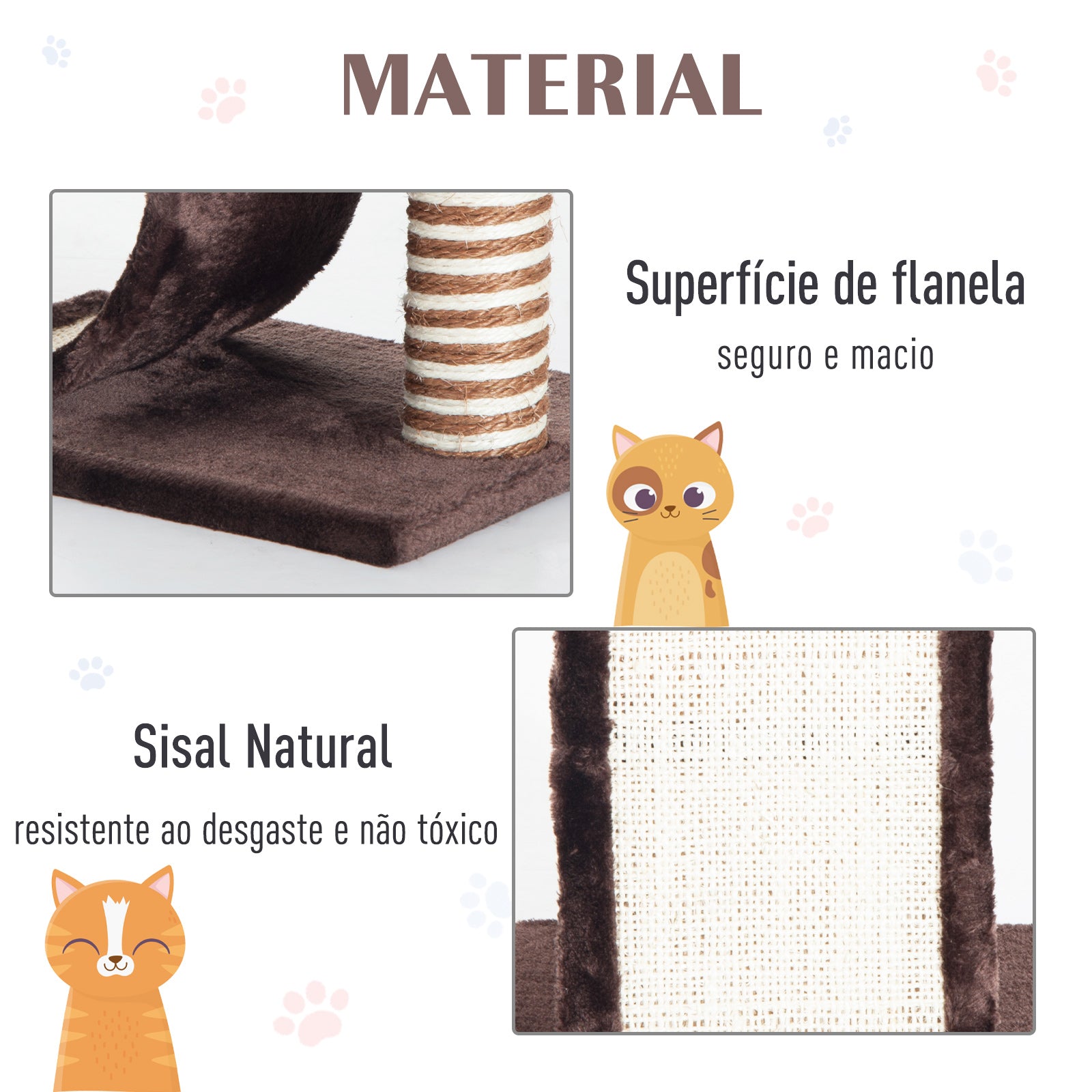 Pawhut Rascador Árbol Para Gatos De Sisal Para Jugar Y Arañar Marrón Crema_3