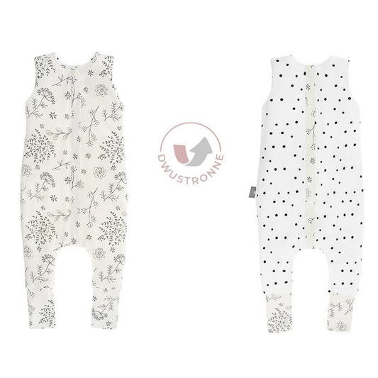 Saco De Dormir Con Pies Reversible T-s Jersey Algodón Black Dots