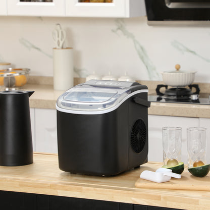 Homcom Máquina Para Hacer Hielo 12 Kg En 24 Horas 22,2x29,4x29 Cm Negro_1