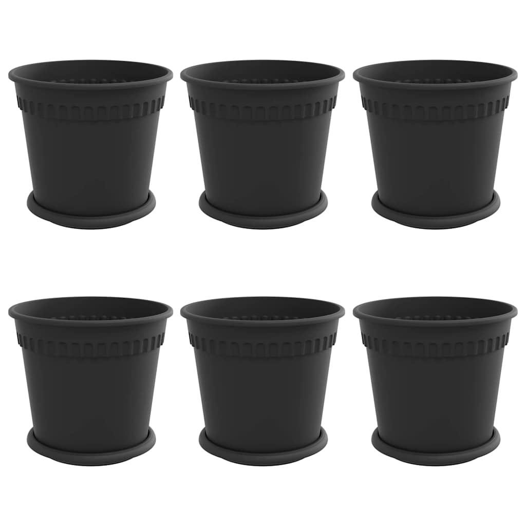 Macetas 6 Uds. Negro Plástico_0