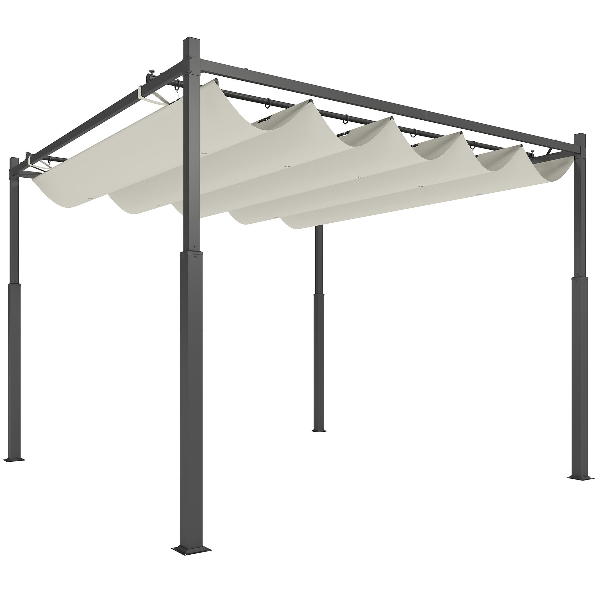Outsunny Pérgola De Jardín 3x3 M Con Techo Retráctil Y Accesorio Magnético_0