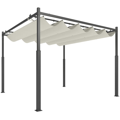 Outsunny Pérgola De Jardín 3x3 M Con Techo Retráctil Y Accesorio Magnético_0