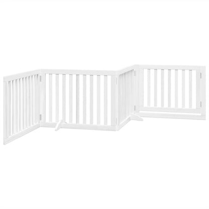 Vidaxl Puerta Para Perros Plegable 4 Paneles Madera Álamo Blanca 320cm_5