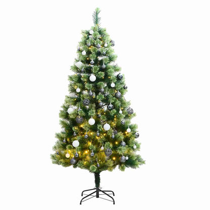 Vidaxl Árbol De Navidad Artificial Con Bisagras 300 Led Y Bolas 240 Cm_0