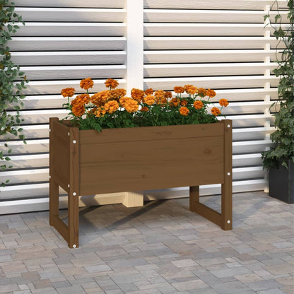 Jardinera Madera Maciza De Pino Marrón Miel 78x40x52 Cm_1