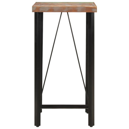 Mesa Alta De Hierro Y Madera Maciza Reciclada 55x55x107 Cm_0