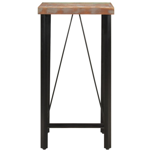 Mesa Alta De Hierro Y Madera Maciza Reciclada 55x55x107 Cm_0