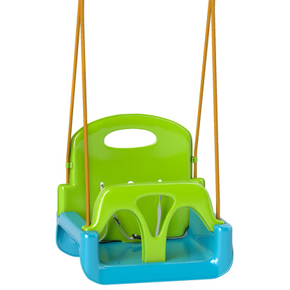 Outsunny Columpio Infantil 3 En 1 Cuerda Ajustable Respaldo Desmontable Verde_0