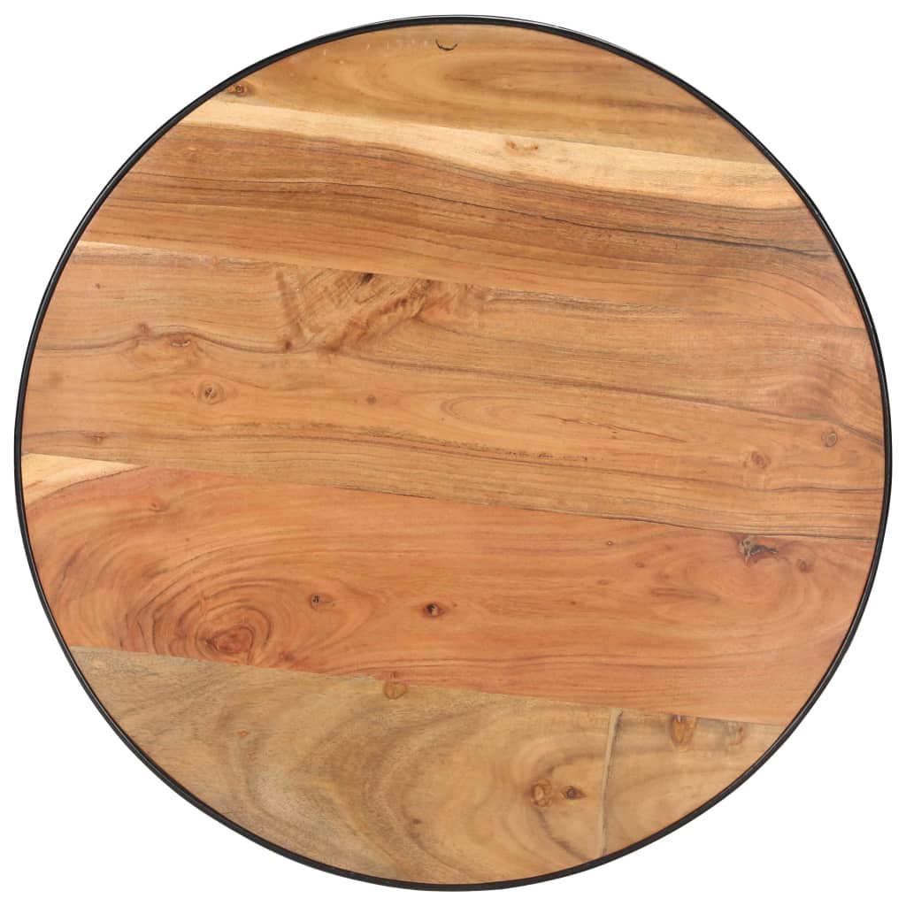 Mesa De Centro De Madera Maciza De Acacia Negro 68x68x36 Cm_1