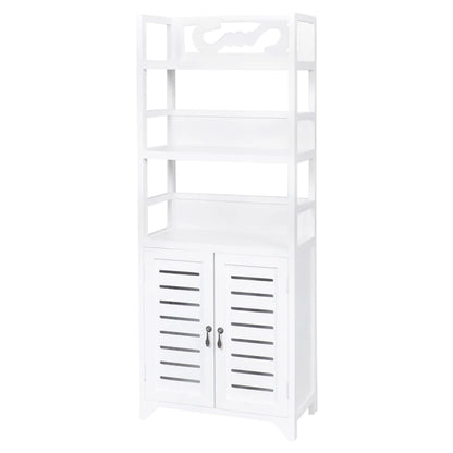 Mueble Expositor Madera Maciza De Paulownia Blanco 46x24x140 Cm_1