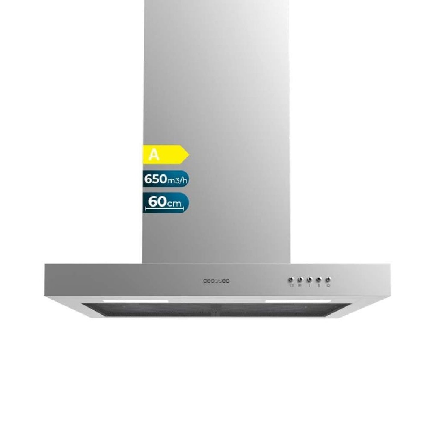 Campana Extractora 60 Cm Bolero Flux Tm 606500 Inox A. Motor 165w, Decorativa Con Acabado Inox, Succión 650m3/h, Control Mecánico, 3 Niveles De Pote_0