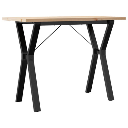 Mesa De Comedor Marco Y Madera Maciza Pino Acero 100x50x75,5 Cm_4