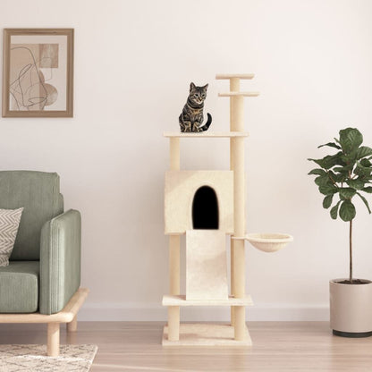 Vidaxl Rascador Para Gatos Con Postes De Sisal Crema 153 Cm_1