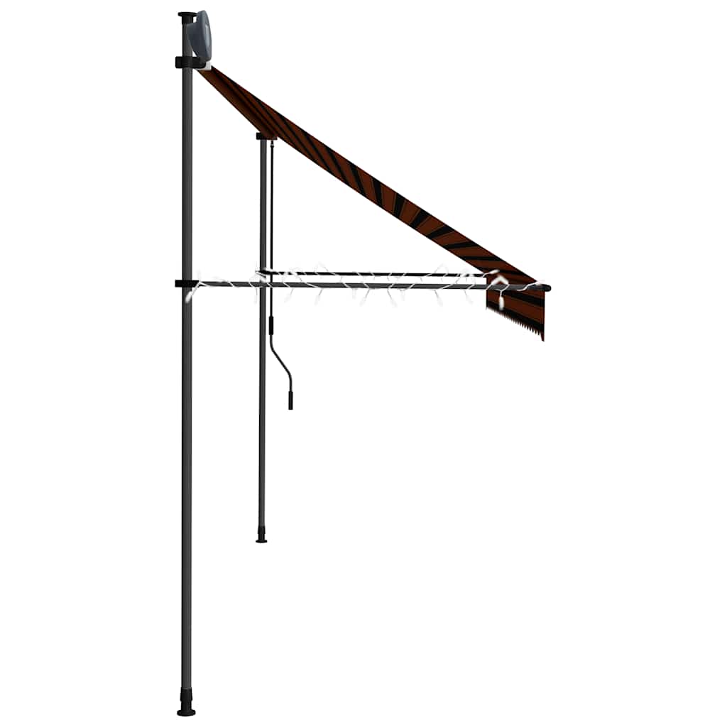 Toldo Manual Retráctil Con Led Naranja Y Marrón 300 Cm_5