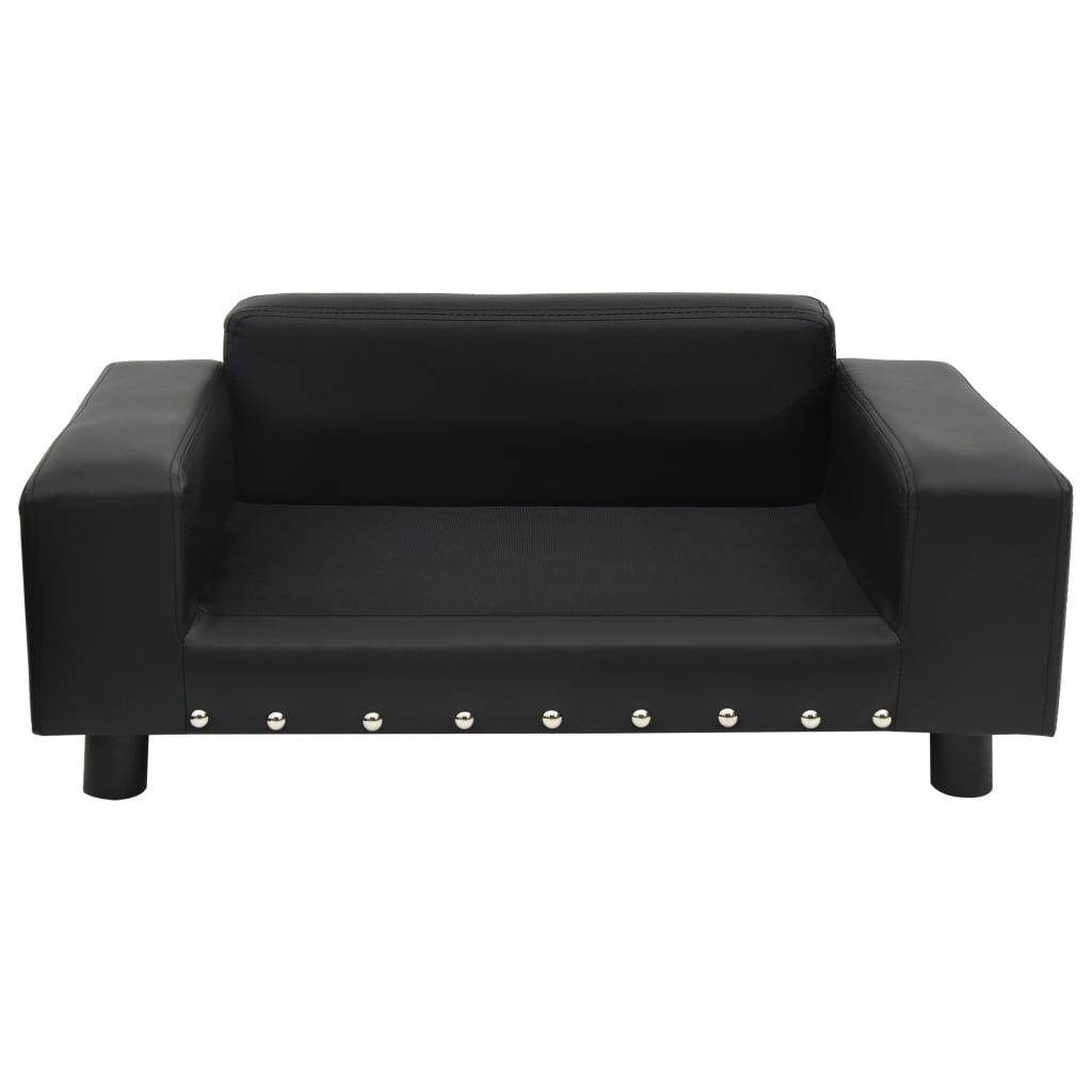 Vidaxl Sofá Para Perros Felpa Y Cuero Sintético Negra 81x43x31 Cm_1